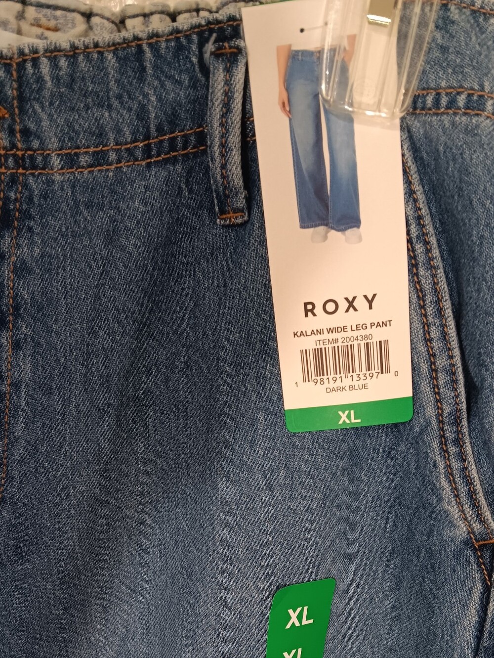 Roxy Kalani Wide Leg Pant Wide Leg Denim Pants in Blue Size XL NWT